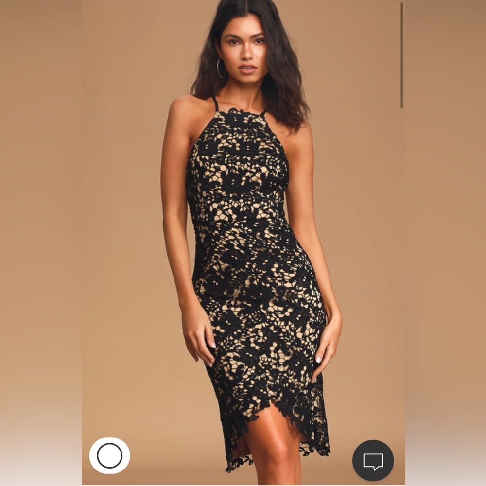 Lulus Keep My Heart Black Crochet Lace Black High-low dress